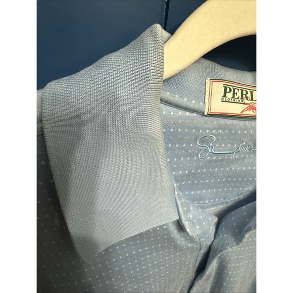 Perlis Polo Shirt Mens L Blue Authentic Crawfish Pique Embroidered Logo Golf - Picture 11 of 16